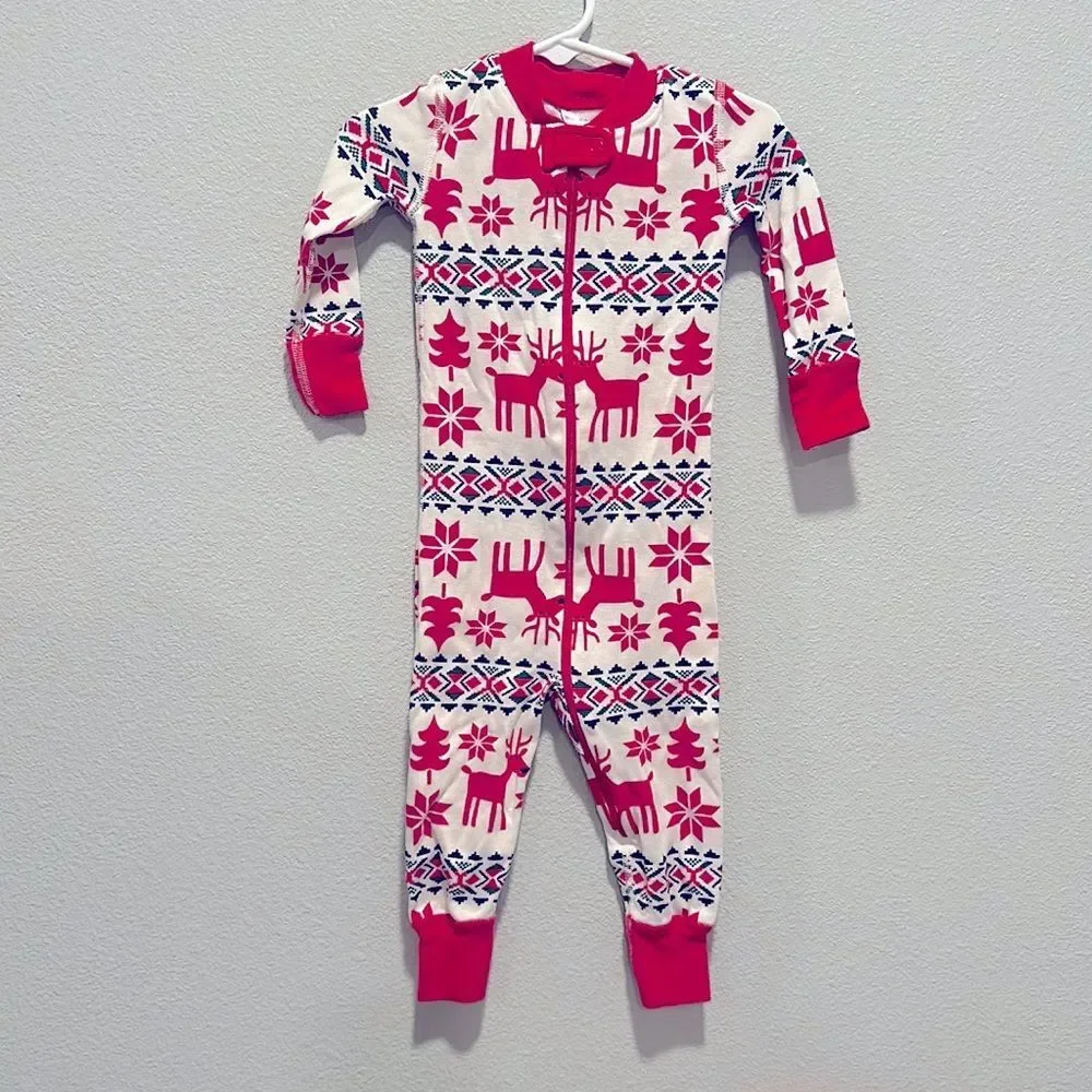 Hanna Andersson Dear Deer Zip‎ Up PJs Sz 80cm 18-24m